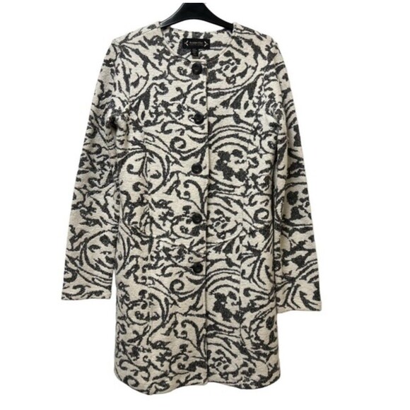 Nanette Lepore Sz S Fit M Wool Blend Jacquard Button Sweater Coat Longline - Picture 1 of 8